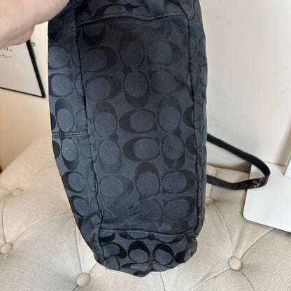 Coach Black Monogram East-West Tote Shoulder Bag J1160-F17726
