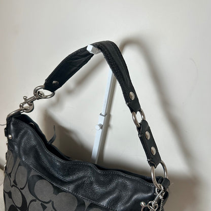 Coach Zoe Black Signature Monogram Large Shoulder Bag G0932-F12674