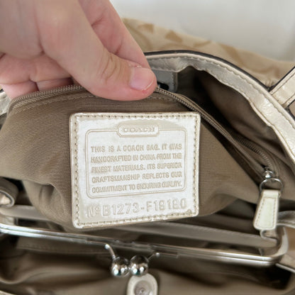 Coach Beige Monogram Kisslock 3 Compartment Shoulder Bag B1273-F19190