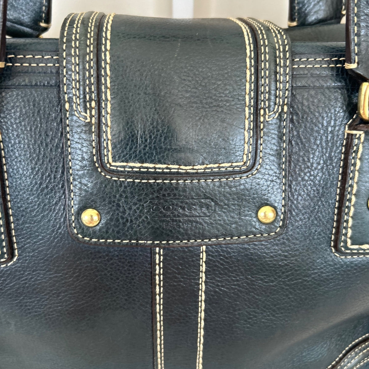 Coach Hamptons Blue Leather Carryall Shoulder Bag L0793-11086