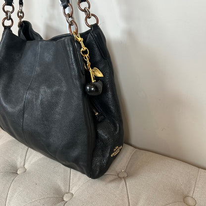 Coach Maggie Black Leather 3 Compartment Shoulder Bag
