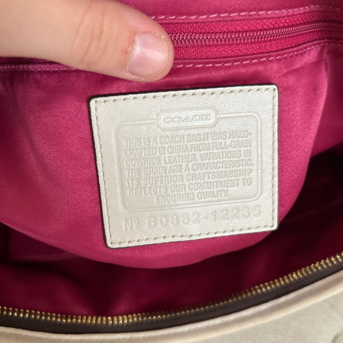 Coach White Leather Ergo Hobo Shoulder Bag B0882-12235