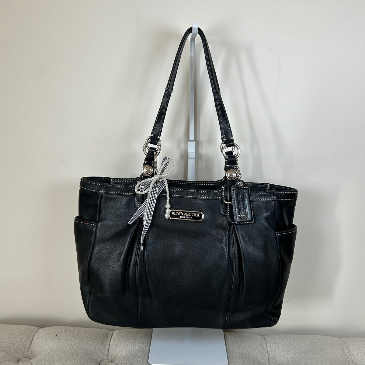 Coach Black Leather East-West Shoulder Bag J1082-F16565