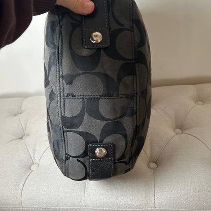 Coach Zoe Black Signature Monogram Large Shoulder Bag G0932-F12674