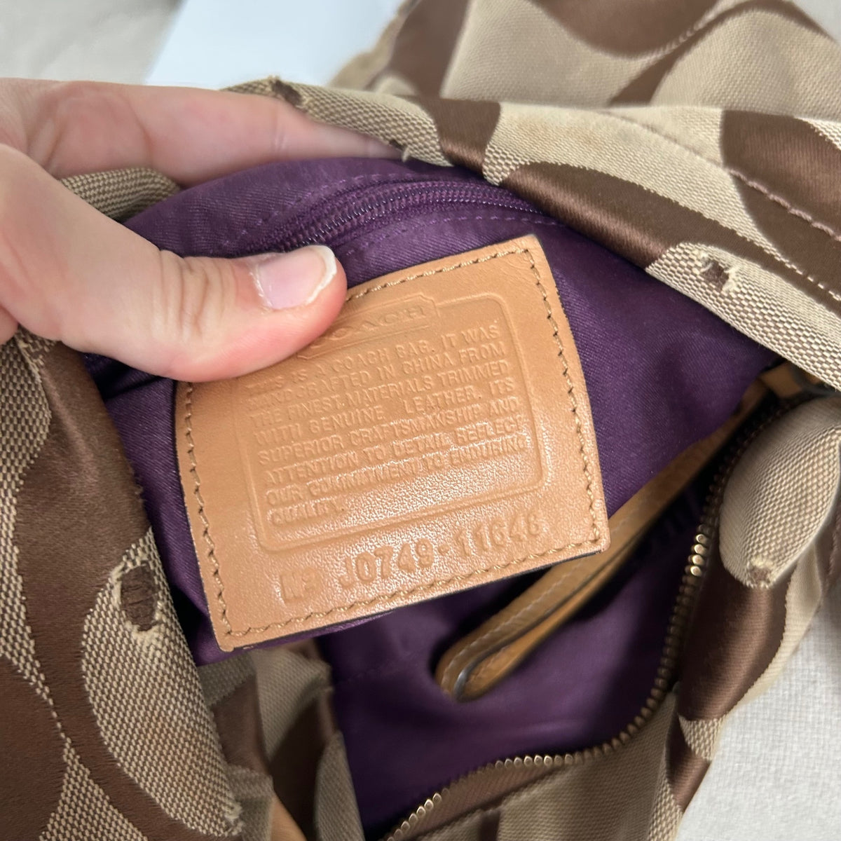 Coach Brown Signature Monogram Canvas Medium Carly Shoulder Bag J0749-11648