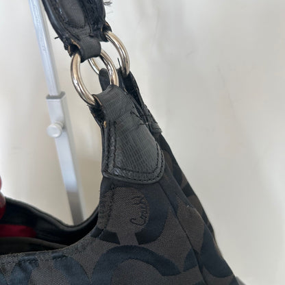 Coach Black Monogram 3 Compartment Shoulder Bag Red Interior H1381-21125M