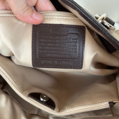 Coach Beige & Brown Monogram Shoulder Bag D1276-F19043