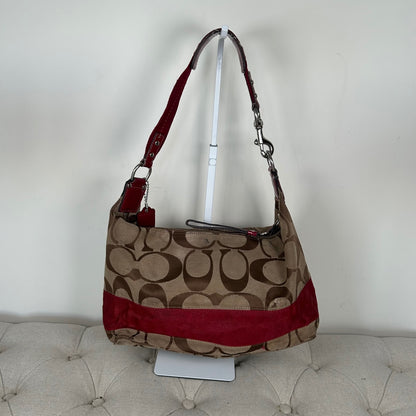 Coach Brown Signature Monogram Red Stripe Shoulder Bag H1176-F17434