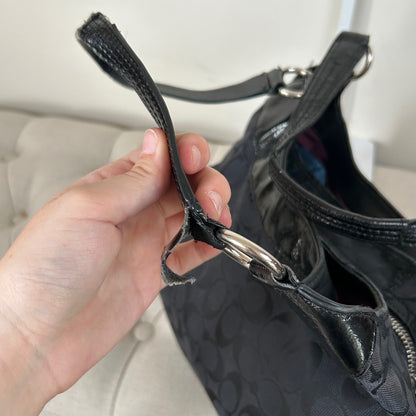 Coach Maggie Black Signature Monogram 3 Compartment Shoulder Bag M1294-23116E