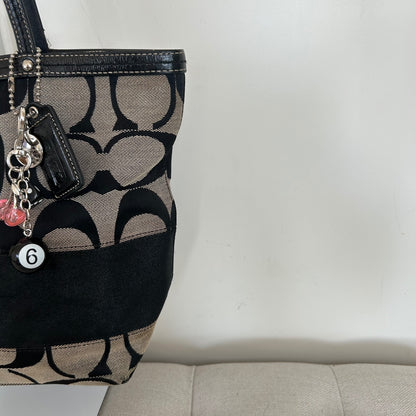Coach Black Monogram Tote Shoulder Bag C1094-F13548