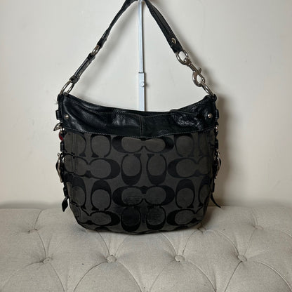 Coach Zoe Black Signature Monogram Large Shoulder Bag G0932-F12674