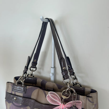 Coach Purple Monogram 3 Compartment Shoulder Bag L1194-F17140