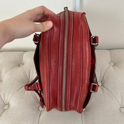 Coach Red Hampton Leather Satchel Shoulder Bag E050-8A69