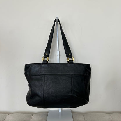 Coach Black Leather Gold Studded Shoulder Bag Handbag Purse F1094-F15235