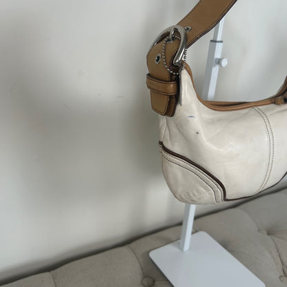 Coach White Leather Signature Mini Hobo Shoulder Bag A04S-4996