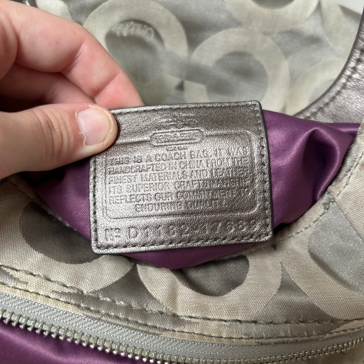 Coach Grey Signature Monogram 3 Compartment Shoulder Bag D1182-17689