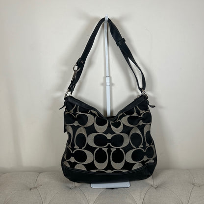 Coach Black Leather and Monogram Medium Slouchy Hobo Shoulder Bag E1281-F19740