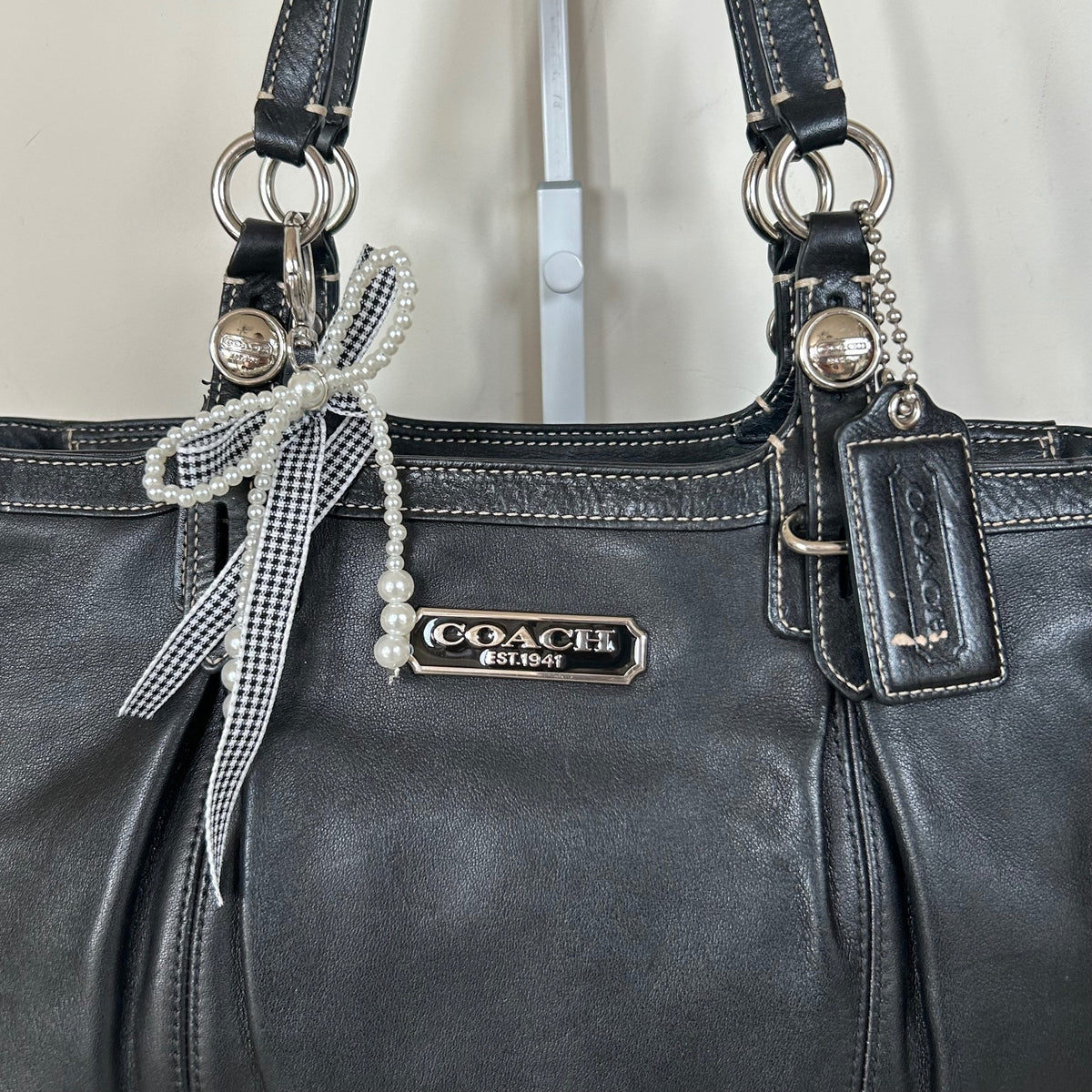 Coach Black Leather East-West Shoulder Bag J1082-F16565