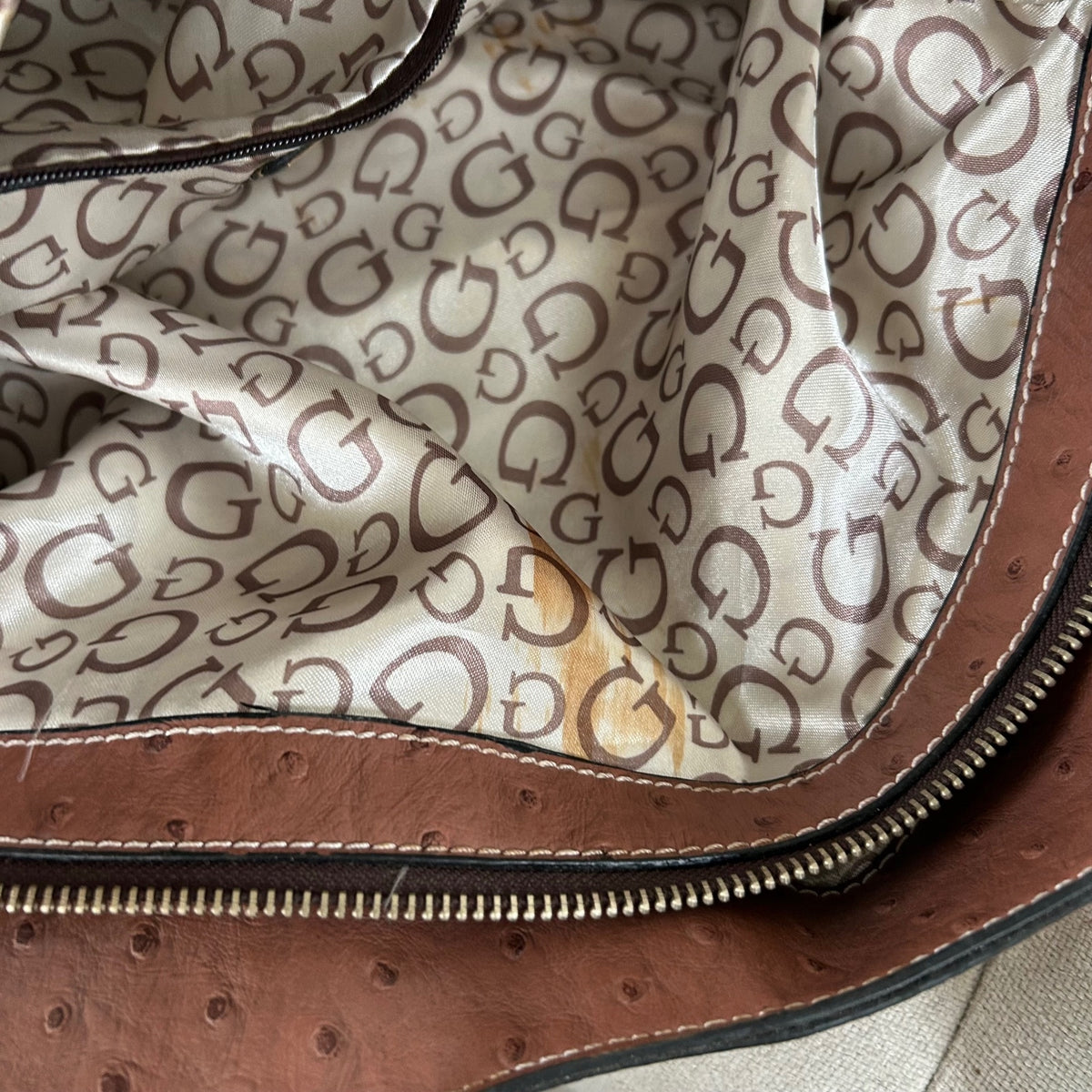 RARE Vintage Guess Brown Zebra Print Large Handbag