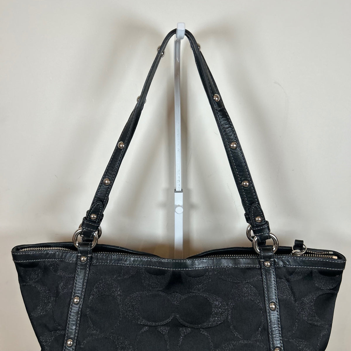 Coach Black Sequin Large Monogram Tote Shoulder Bag F0871-12911