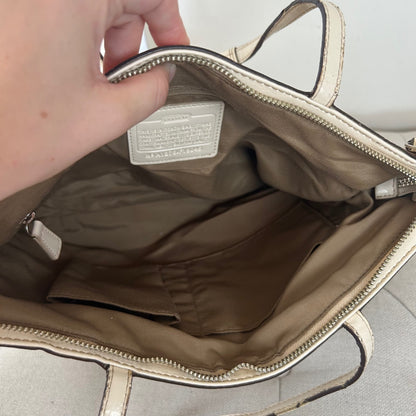 Coach Beige Signature Stripe Tote Shoulder Bag A1276-F19046