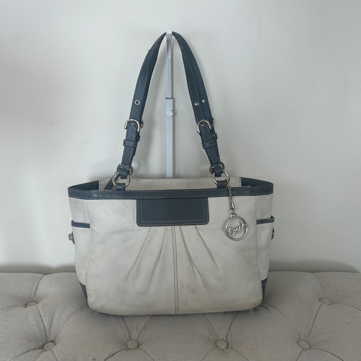 Coach White Leather Gallery East West Shoulder Tote Bag A1072-F13759