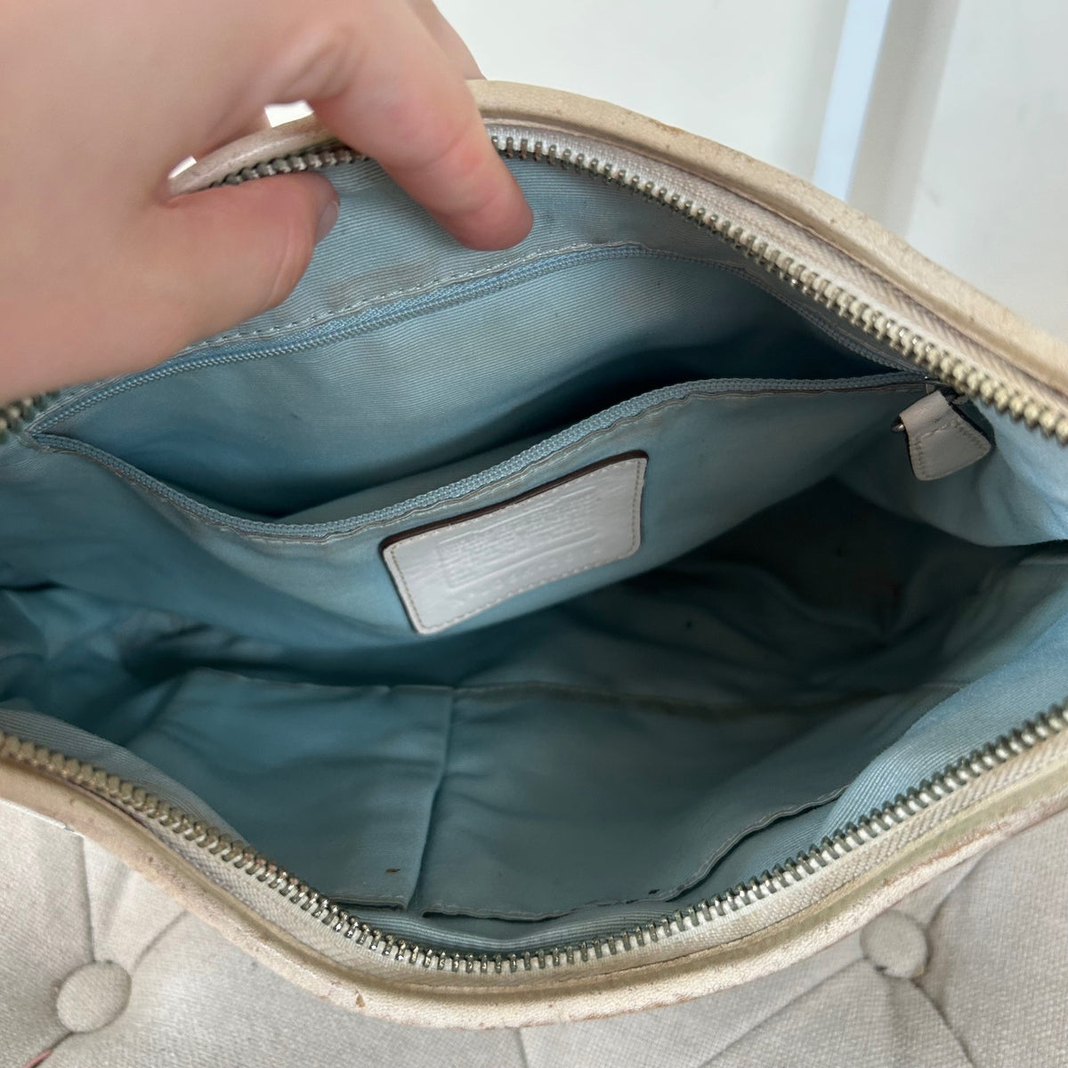 Coach Blue Monogram Hampton Buckle Shoulder Bag J05K-3612