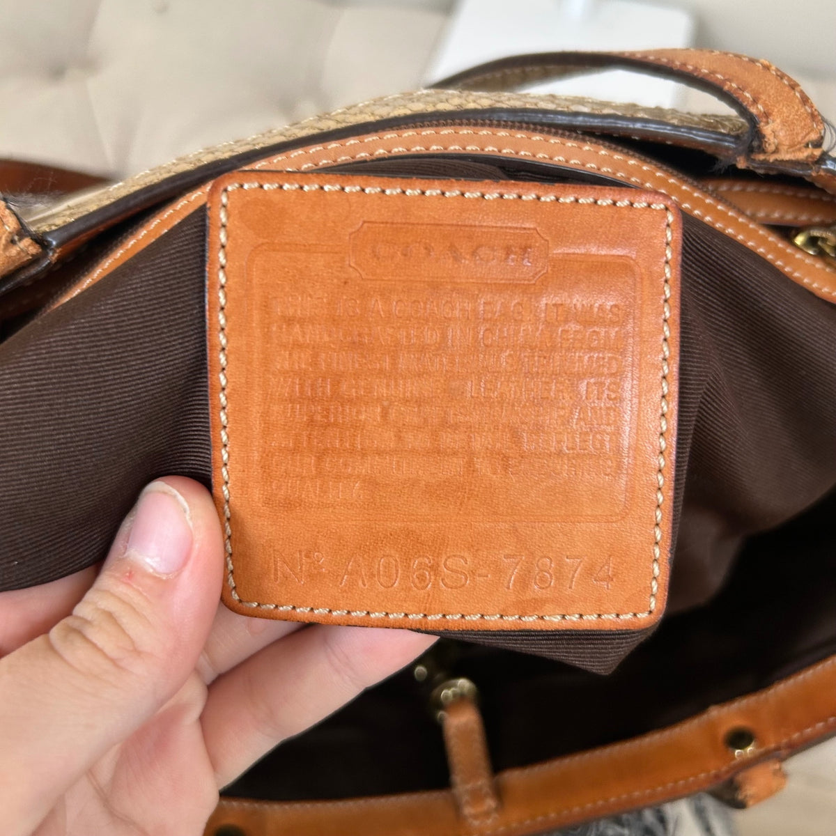 Coach Signature Monogram Gold Detail Tote Shoulder Bag A06S-7874