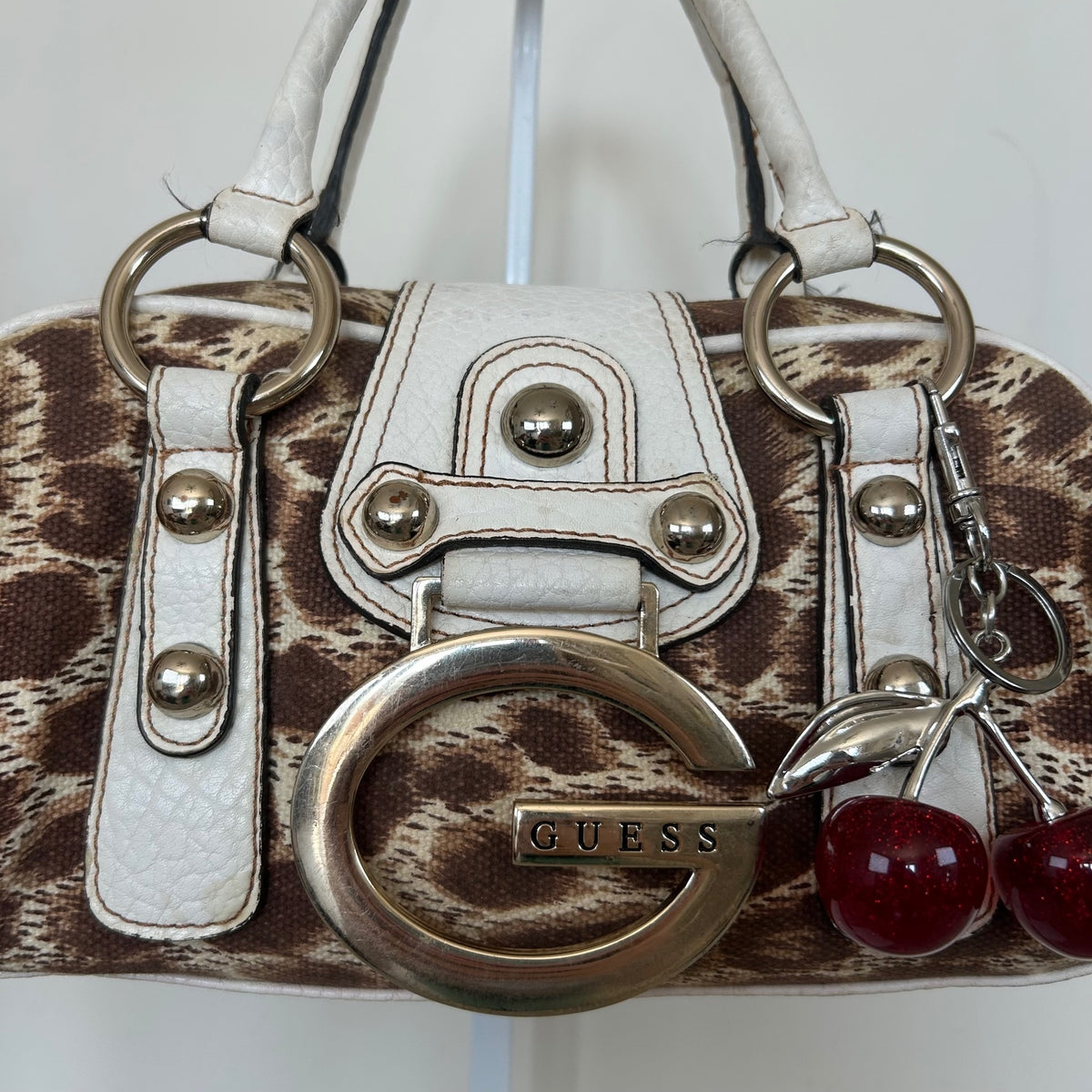 Y2K Guess Cheetah Print Mini Handbag Brown White Trim