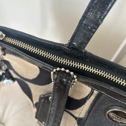 Coach Black Monogram Stripe Tote Bag C1305-F21950