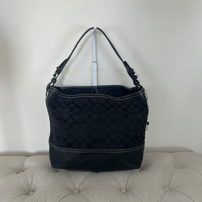 Coach Black Monogram & Leather Shoulder Bag C063-2156