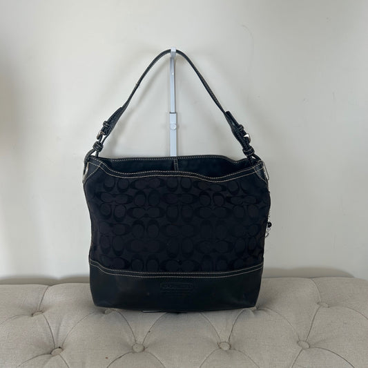 Coach Black Monogram & Leather Shoulder Bag C063-2156