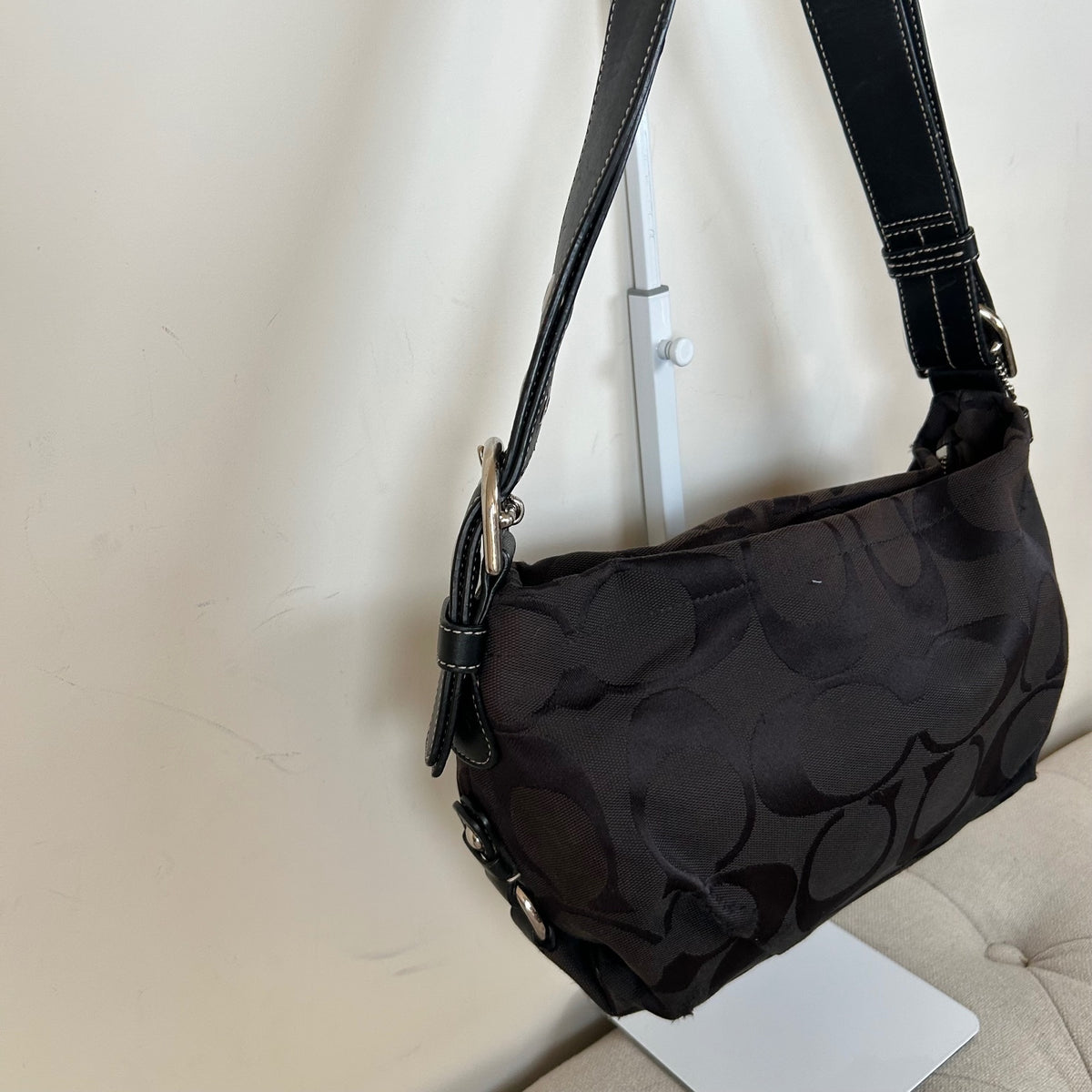 Coach Black Monogram Convertible Shoulder Bag F1194-F15068