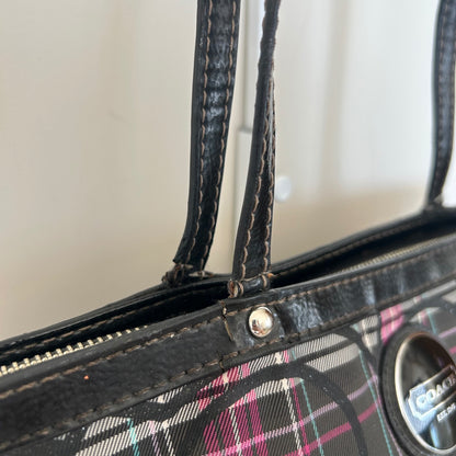 Coach Purple Black Plaid Tote Shoulder Bag H1194-F17712