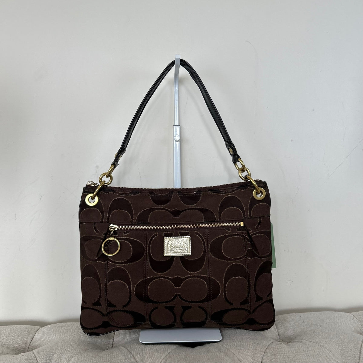 Coach Chocolate Brown Poppy Monogram Shoulder Bag G1168-18135
