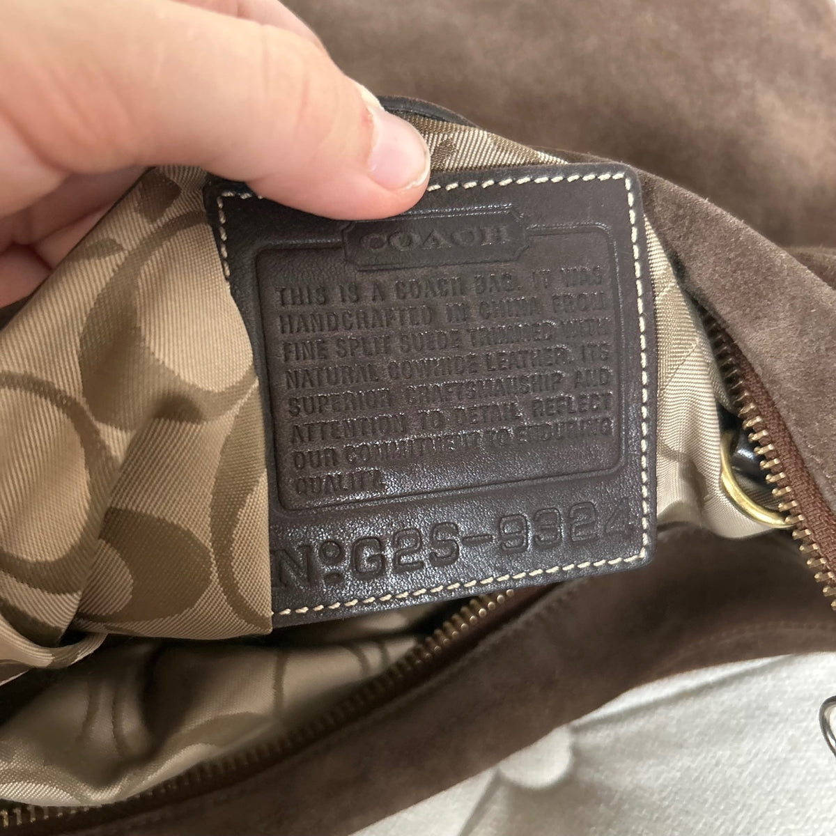 Coach Brown Suede Hobo Crossbody Bag G2S-9324