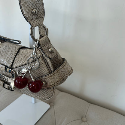 Guess Grey Snakeskin Shoulder Bag Chunky Hardware Y2K