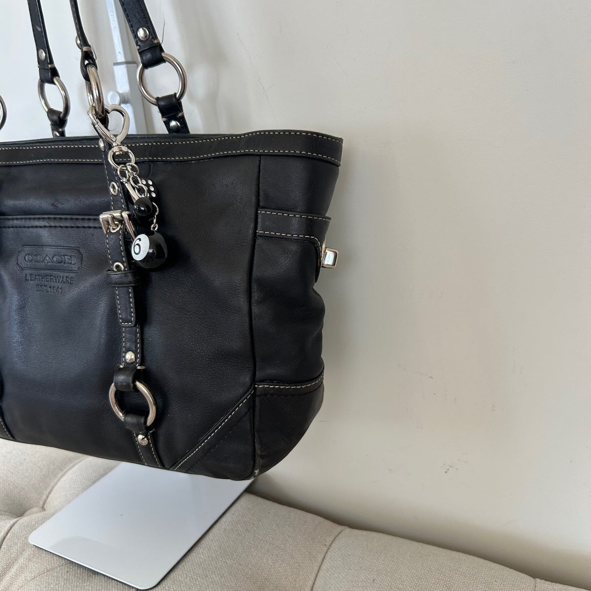 Coach East West Black Leather Shoulder Bag E0882-F12343