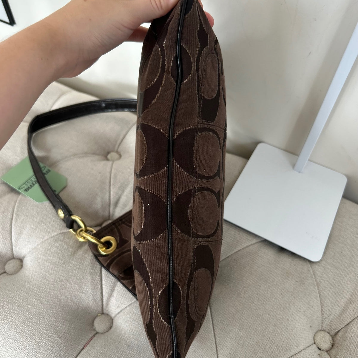 Coach Chocolate Brown Poppy Monogram Shoulder Bag G1168-18135