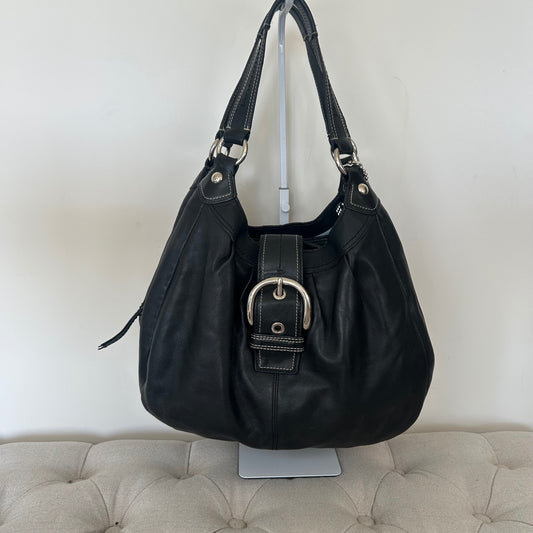 Coach Black Leather 3 Compartment Large Shoulder Bag M1069-F15075