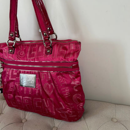 Coach Poppy Neon Pink Shoulder Tote Bag C1069-15301