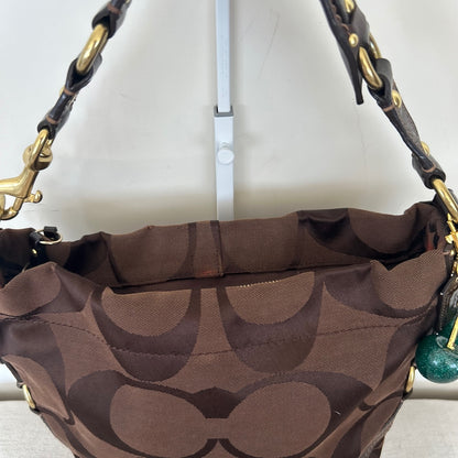 Coach Medium Zoe Chocolate Brown Signature Monogram Shoulder Bag J0826-12871