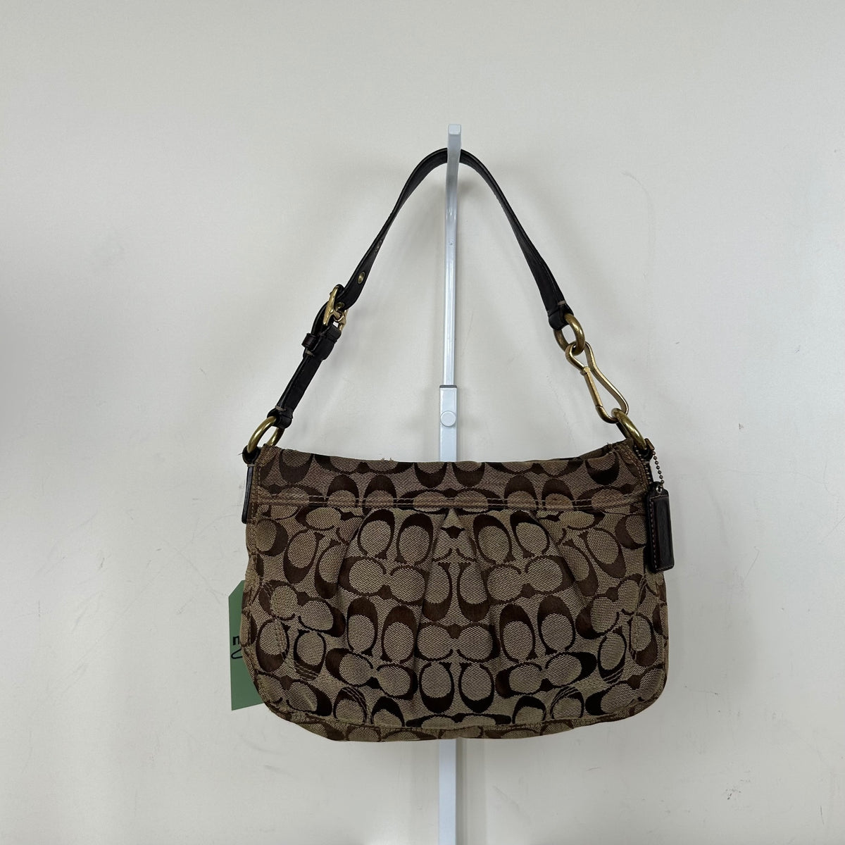 Coach Brown Signature Pleated Canvas Hobo Shoulder Bag H0894-12918