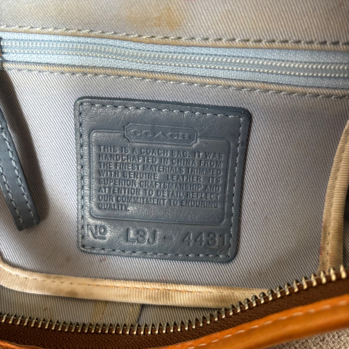 Coach Blue Denim Hobo Shoulder Bag White Leather Trim L3J-4431