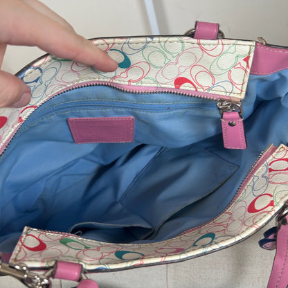 Coach Leather Colourful Tote Shoulder Bag with Charms & Purse Pink M1075-F16874