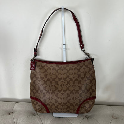 Coach Brown Patent Leather Red Detail One Strap Shoulder Bag H1276-F19823