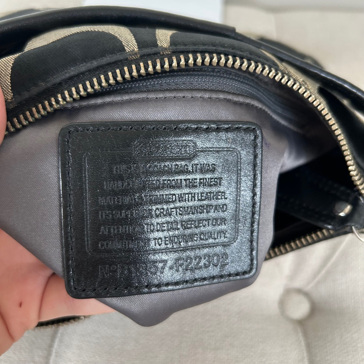 Coach Black Signature Monogram Mini Shoulder Bag Silver Clasp Front B1357-F22302