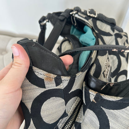 Coach Maggie OP Black & Grey 3 Compartment Shoulder Bag C1120-17020