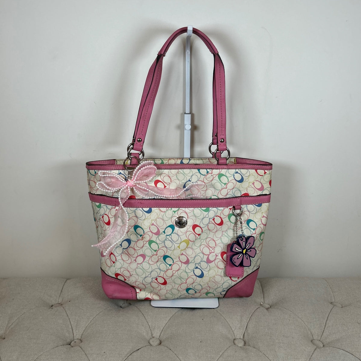 Coach Colourful Leather Tote Shoulder Bag with Charms M1978-F16874