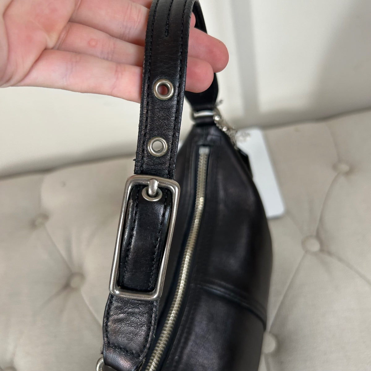 Coach Black Leather Mini Shoulder Bag Handbag H23-9596